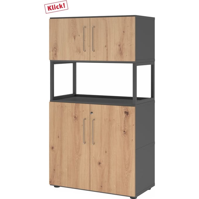 FlexWall | 4 OH | 2x deuren + frame | met verstelbare poten - Grafiet/Essen-Eik