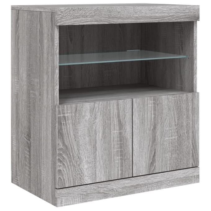vidaXL - Dressoir - met - LED-verlichting - 60x37x67 - cm - grijs - sonoma - eiken