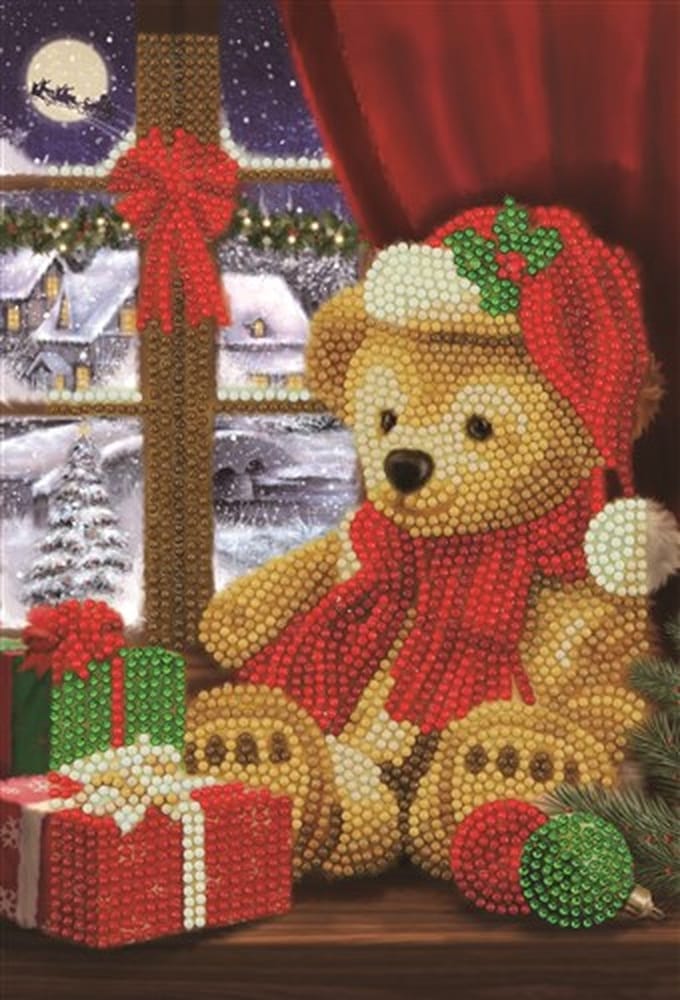 Crystal Art kit Notebook schrift harde kaft Festive Teddy 26 x 19 cm