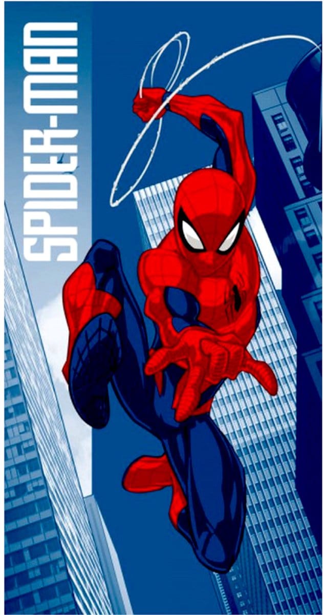 Spiderman strandlaken city 70 x 140 cm katoen