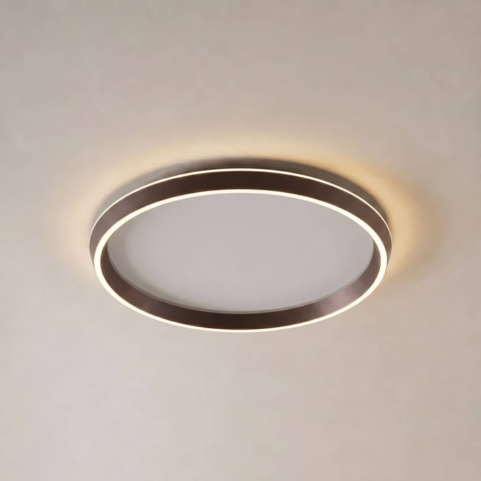 Lucande LED plafondlamp Rylan, bruin, Ø 62 cm, dimbaar, CCT