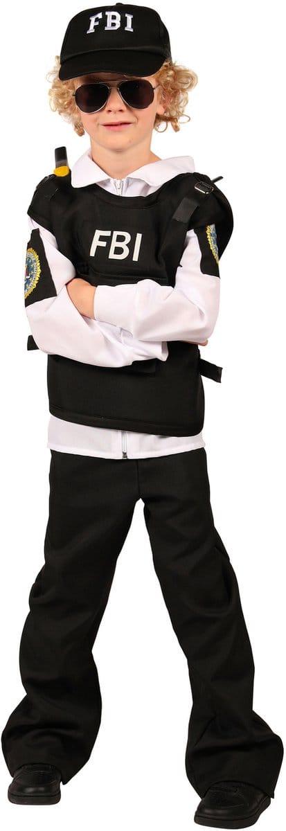 FBI Special Agent - Verkleedpak - Kinderen - 4-delige Set - Zwart-Wit