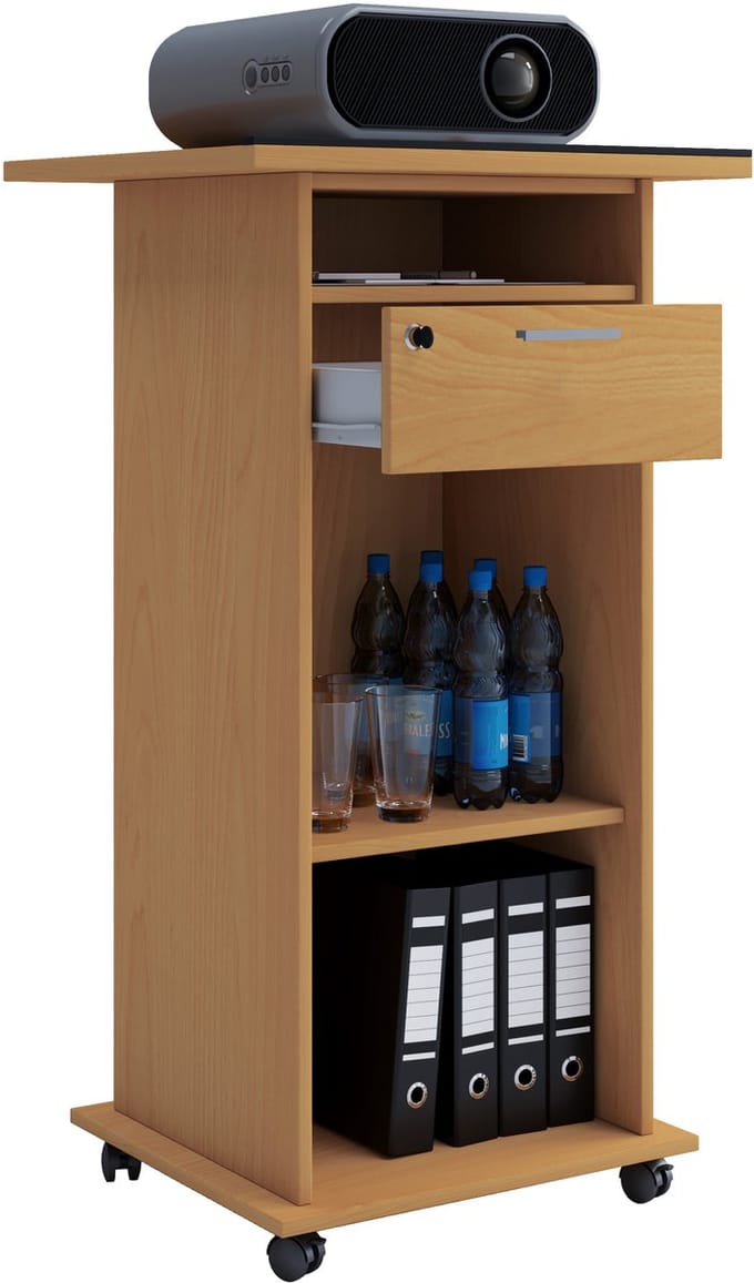 Houten tafel meubels trolley trolley standaard beamer projector wielen rollable Neta
