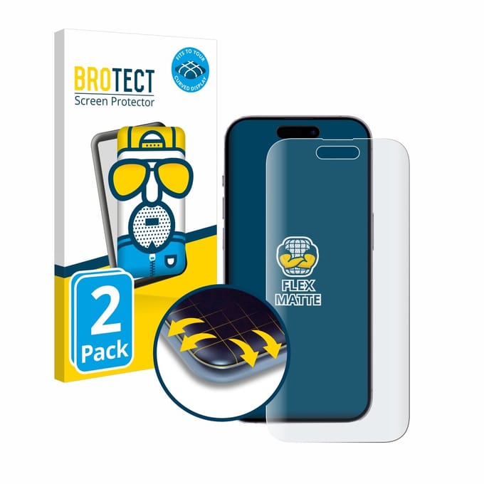 BROTECT - Screenprotector voor Apple iPhone 14 Pro - Folie Beschermfolie matte volledig dekking 2 Stuks