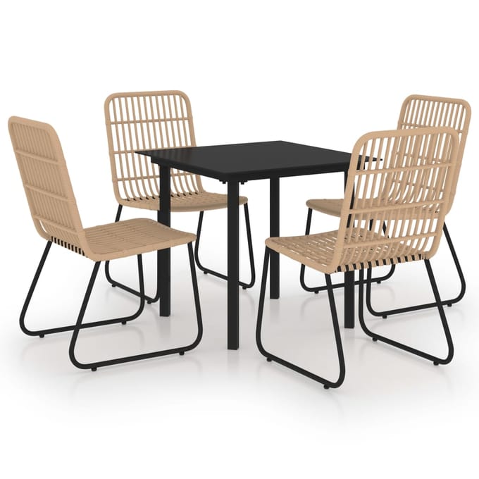 vidaXL - 5-delige - Tuinset - poly - rattan - en - glas