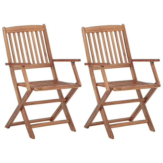 vidaXL - Opklapbare - stoelen, - 2 - stuks, - massief - acaciahout