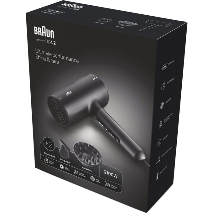 Braun HD4.2 Super Iontec Föhn BRHD425E - Haardroger - Föhn inclusief diffuser - Eenvoudig snoeropslag