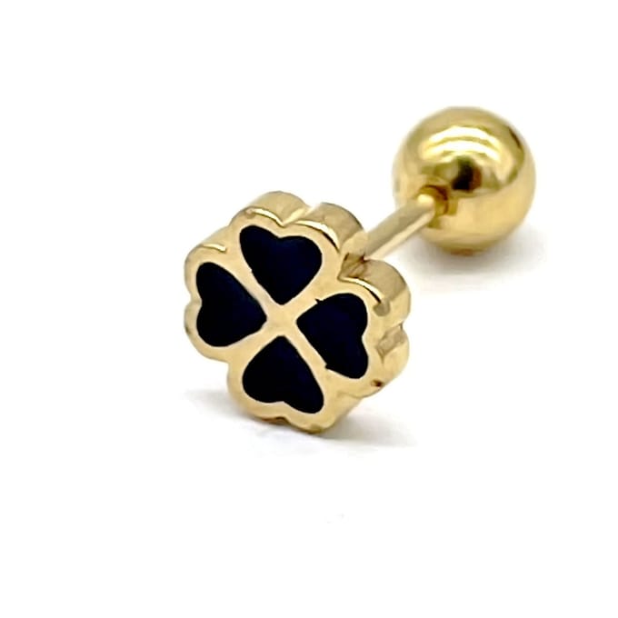 Oorpiercing Klavertje Vier - RVS - 6 mm - Goudkleurig