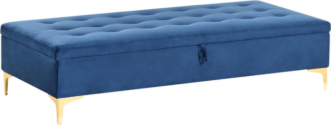 ABERDEEN - Ottomaan met opbergruimte - Marineblauw - Fluweel