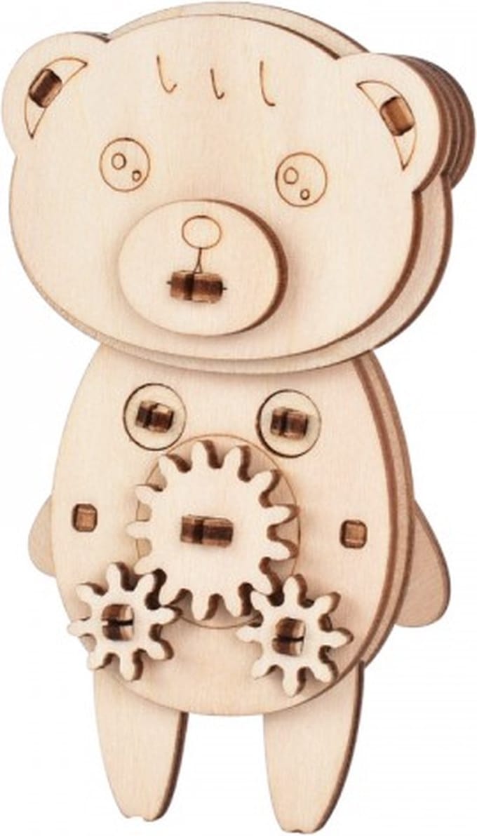 Bouwpakket 3D Houten Puzzel Beer Mechanisch