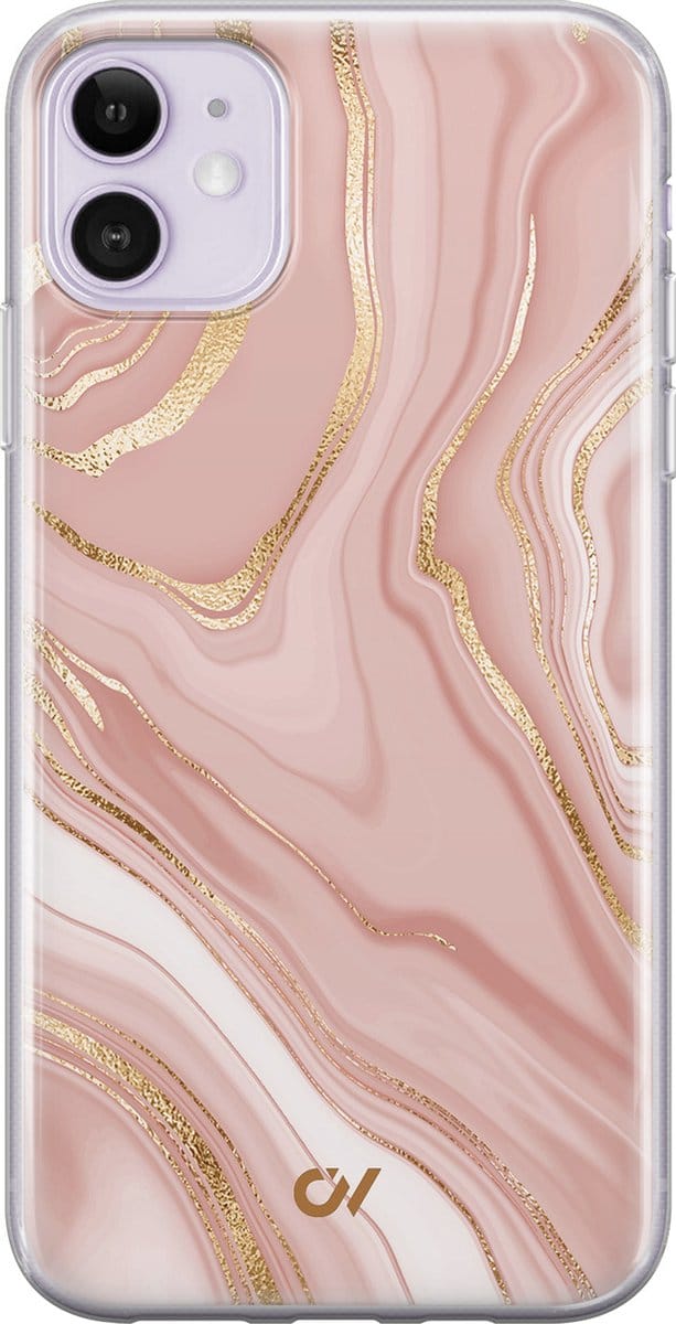 Hoesje geschikt voor Apple iPhone 11 - Rose Marble - - Roze - Apple - Casevibes