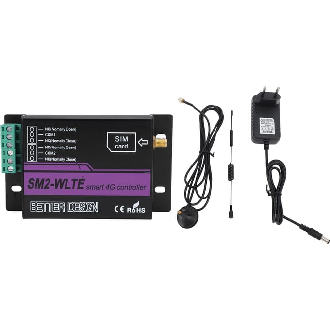 SM2 WLTE EA 2-kanaals 4G SMS Alarm Controller met APP WEB Temperatuur Vochtigheid Koppeling SMS Stroom black