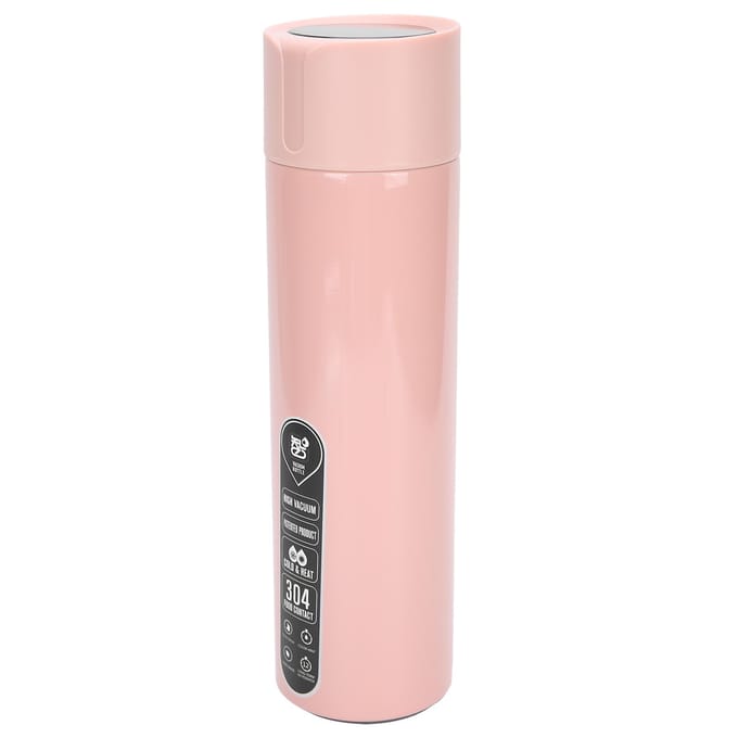 Slimme Waterfles Touch Temperatuurweergave Getimede Herinnering Vacuüm Geïsoleerde Fles Batterij AangedrevenRoze beige