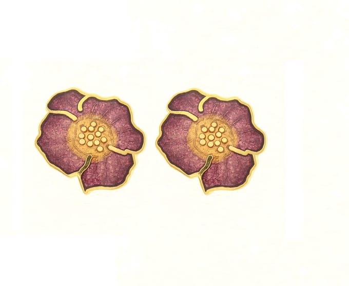 Behave - Oorringen dames - bloemmotief - paars - 1,5 cm