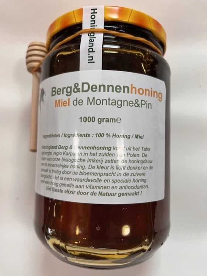 Honingland : Berg & Dennenhoning, Miel de Montagne & Pin.  1000 gram
