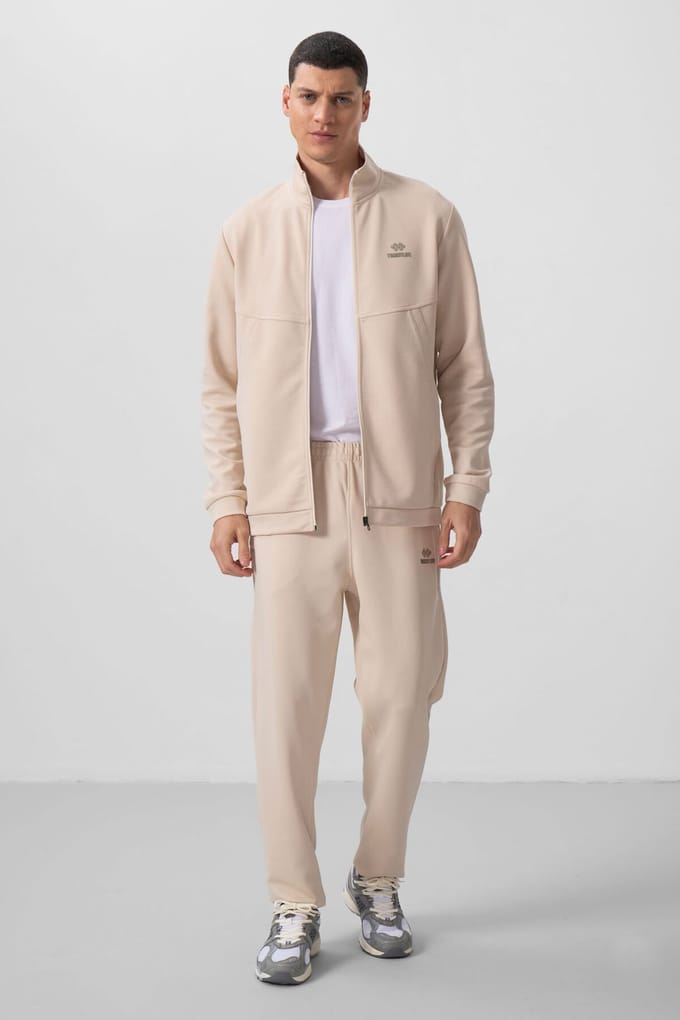 Heren lange mouwen rits sweatshirt en broekset