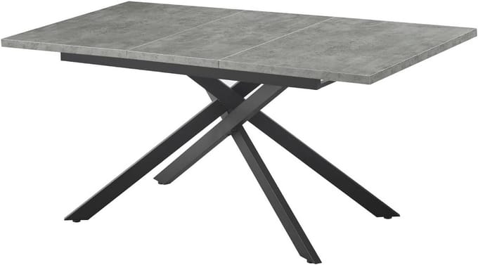 Uitschuifbare Eettafel Hout met Zwart Kruisframe Industrieel Modern Design 120 tot 160 cm