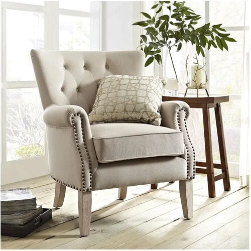 Dorel Home Dorel   Gestoffeerde loungestoel in stof beige