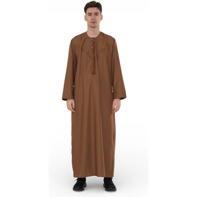 Heren Eid Camel Brown Marokkaanse Jubba Robe Djellaba Ramadan Eid Thobe - HM11