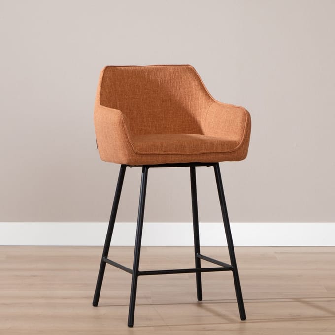 Bronx71® Barkruk Ciara linnen koper 65-78 cm - barstoel