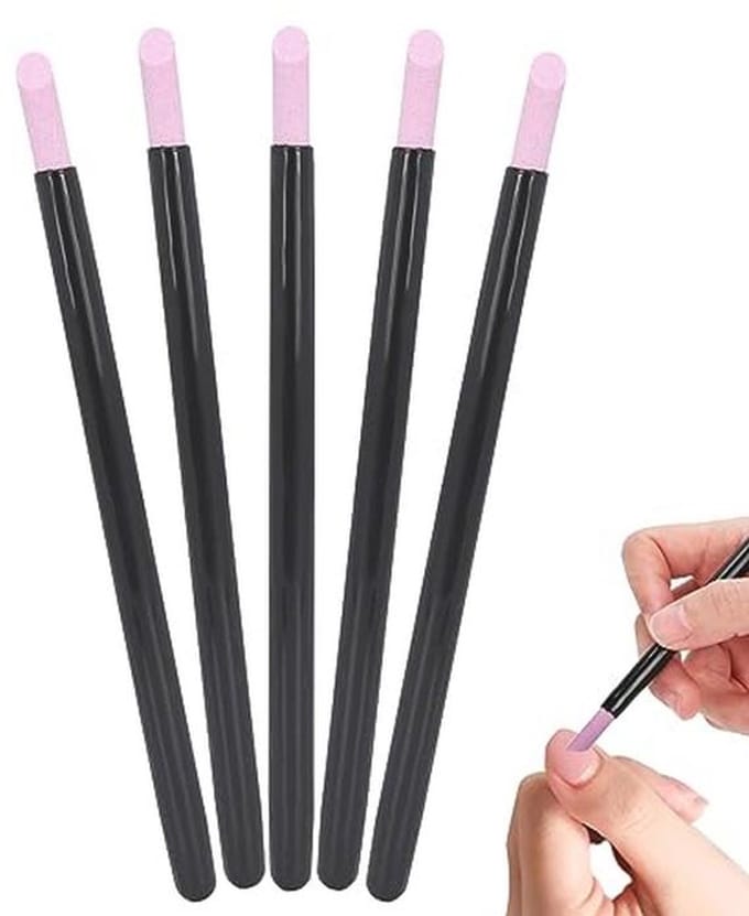 5PCS Pumice Stone Nail Art Pens - Lightweight Quartz Cuticle Exfoliators