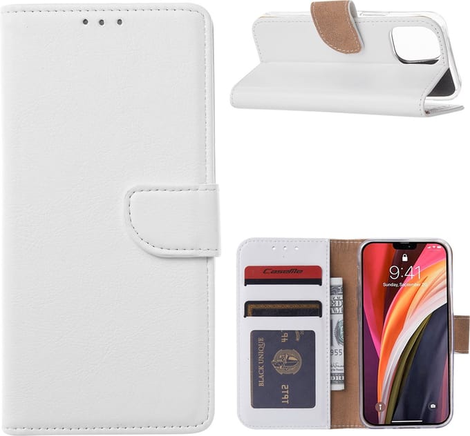 Hoesje Geschikt voor iPhone 13 Pro Max hoesje bookcase Wit