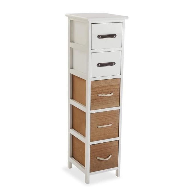 Versa Detmod Meuble pour la salle de bain, 95 x 25 x 29 cm,Bois, marron et blanc blanc