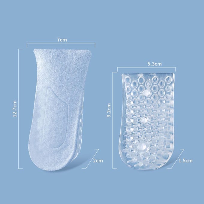 Hoogteverhogende inlegzolen Meerlaags Transparant Silicone Schokabsorberend Schoenverhogers Elevator 5cm 2 3.5cm white
