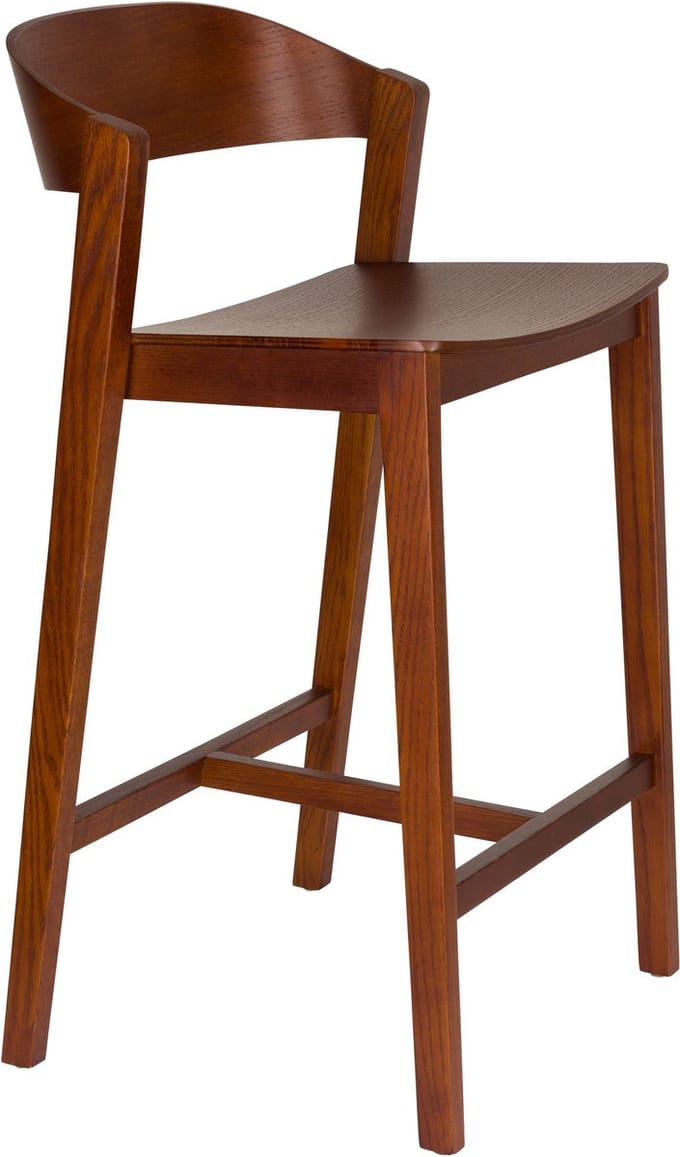 Housecraft Living Wooz Barkruk rugleuning 65 cm Eikenhout Walnoot Bruin