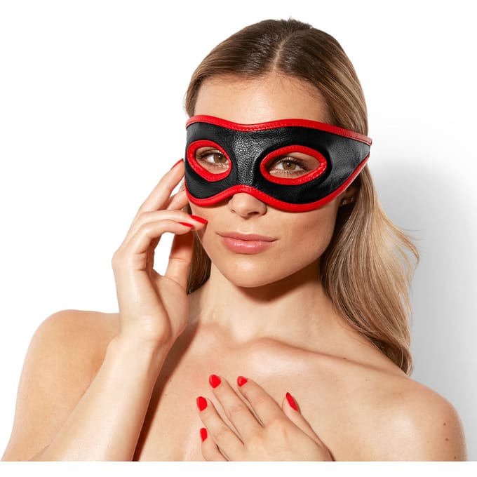 Masker Leer Met oog uitsparingen - Zwart/Rood