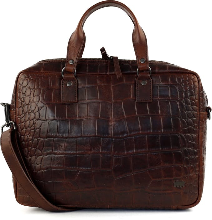 Bear Design Lina Leren Croco Laptoptas - 14 inch - Bruin
