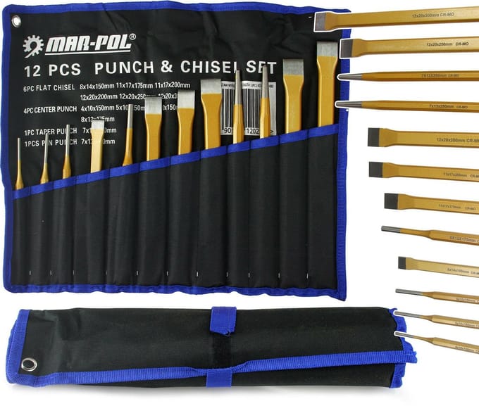 MAR-POL M57480 - Gereedschapsset - 12-delige Set - Staal - Etui