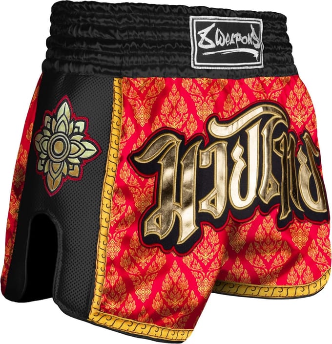 8 WEAPONS Muay Thai Shorts Super Mesh Ancient 2.0 Rood Goud - S