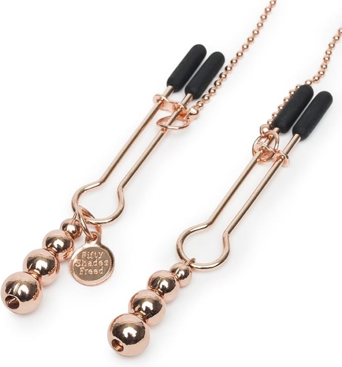 Fifty Shades kraalketting tepel en clitorisklem goud