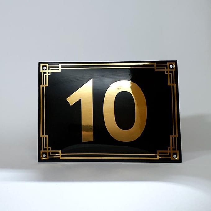 Art deco | jaren ’30 | luxe emaille huisnummer - 10