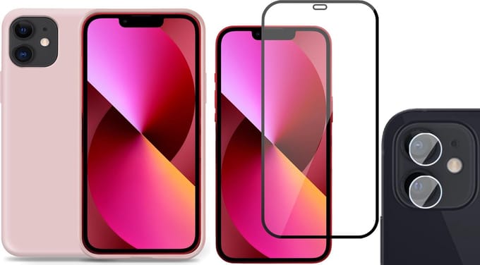 TechNow Shock Proof Backcover Hoesje geschikt voor iPhone 11 - Full Screenprotector en Camera Screen Protector - Roze