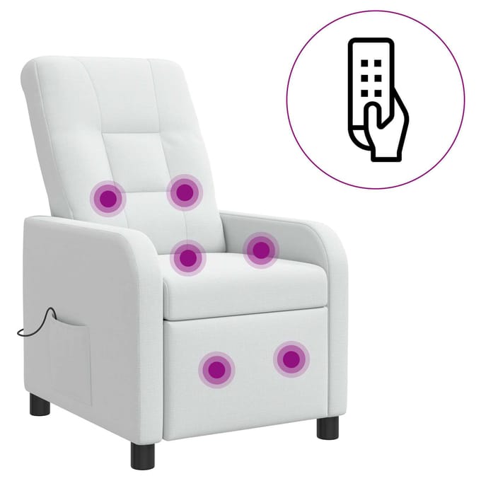 vidaXL - Massage - Relaxstoel - Wit - Stof