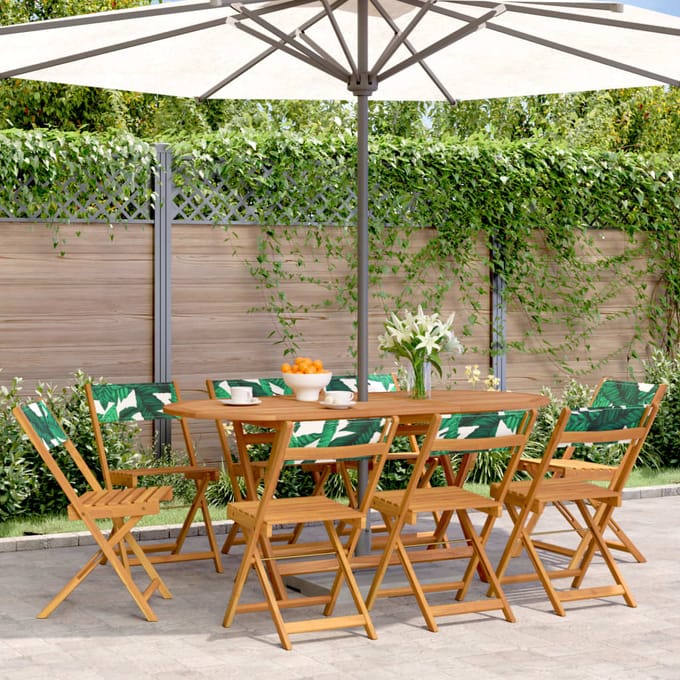 vidaXL - Opklapbare - stoelen, - 8 - stuks, - groene - stof - en - massief - hout.