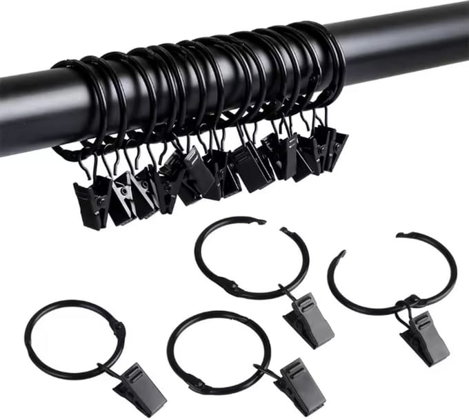 New Age Devi - 30 stuks RVS gordijnringetjes - 32mm - Inclusief handige klemmetjes