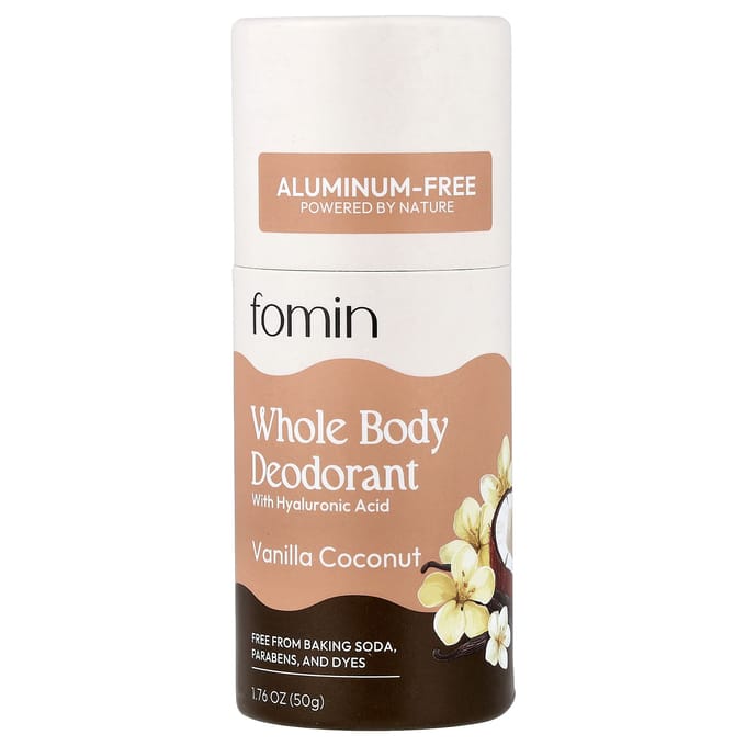 Fomin, Deodorant voor het hele lichaam, Zonder aluminium, Vanille Kokosnoot, 50g (1,76 oz) white