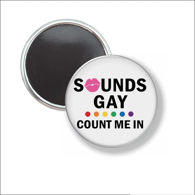 Button Met Magneet 58 MM - Sounds Gay Count Me In - NIET VOOR KLEDING