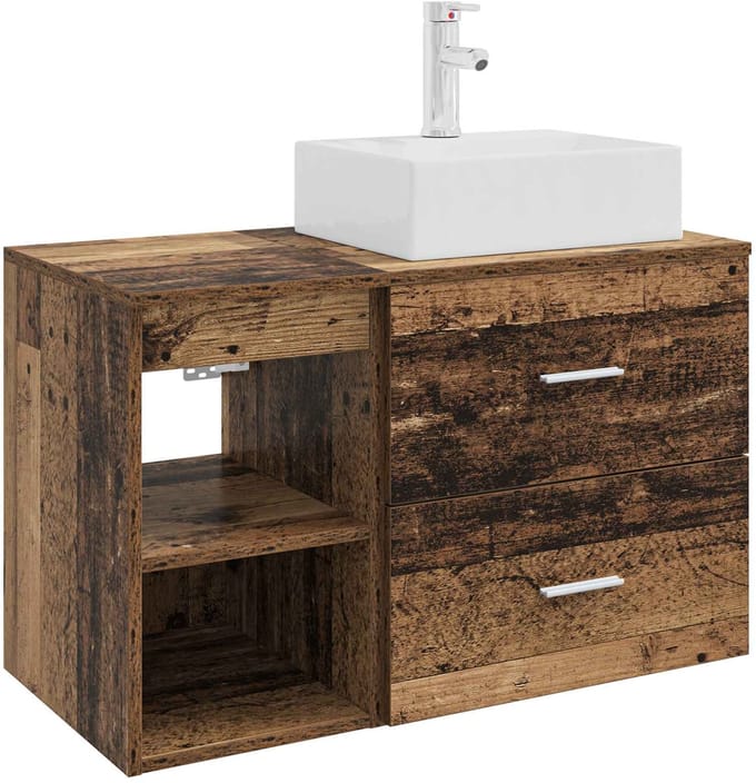 vidaXL - Badkamermeubel - Set - 2 - st - Oud - hout - Bewerkt - hout