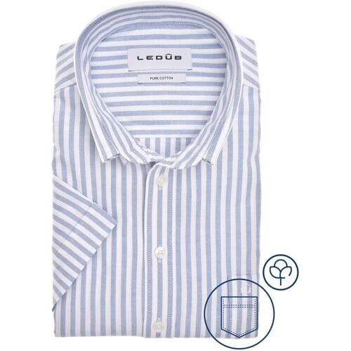 Ledûb Overhemd Oxford Stripe Midden Blauw / male