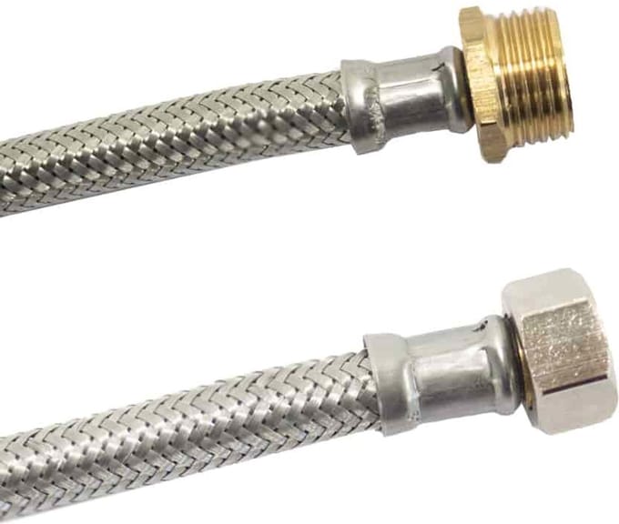Flexibele waterslang 1/2 inch, 50cm, RVS omvlechting