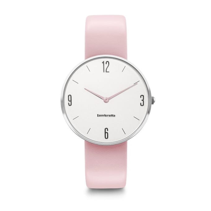 Lambretta Numero 34 Leather Silver White Pink Dameshorloge - 34mm