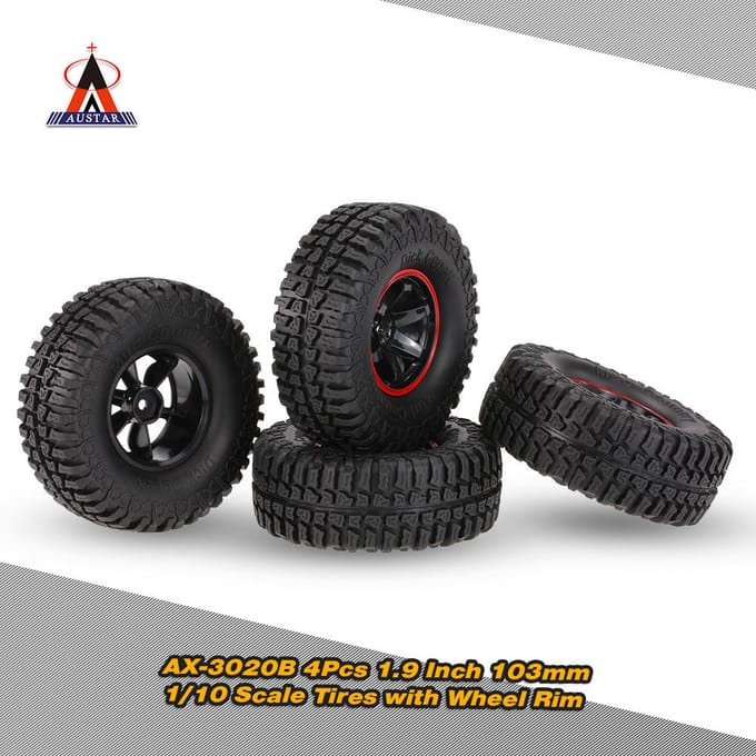 4 stuks AUSTAR AX-3020B 1,9 inch 103 mm 1/10 schaal RC-banden met velg