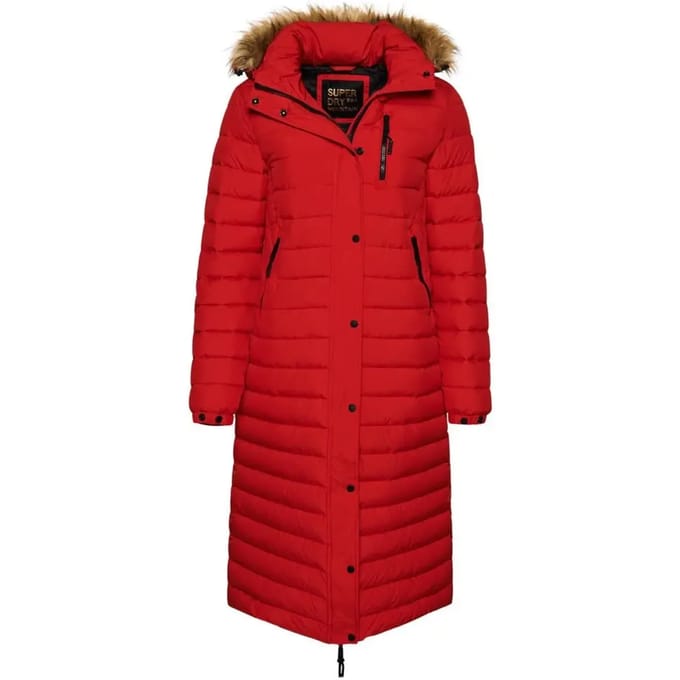Superdry - Lange Fuji pufferjas met capuchon - Dames - Gewatteerde jassen