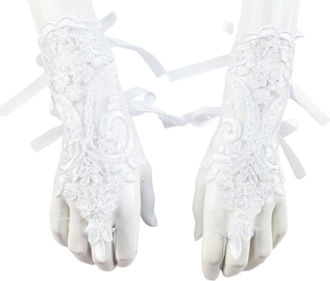 BamBella® - Handschoenen Kort Wit kant- dames