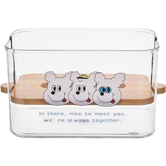 Tissuehouder met Houten Deksel Ophefbaar Plastic Gezichtspapierdoos Transparante Servethouder Type 2 One Size white