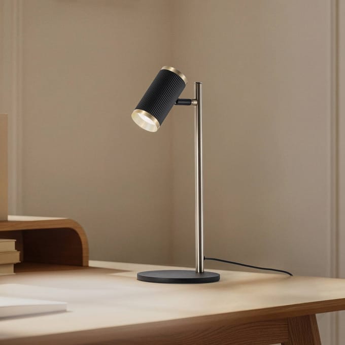 Lucea Lumen tafellamp, zwart/goud antiek, hoogte 42 cm, metaal